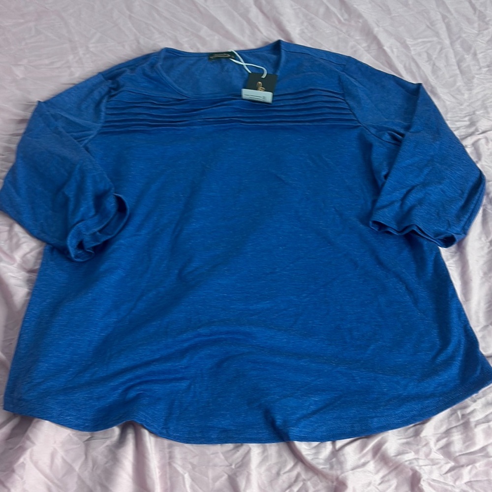 Vibrant Blue Textured Long Sleeve Blouse‎